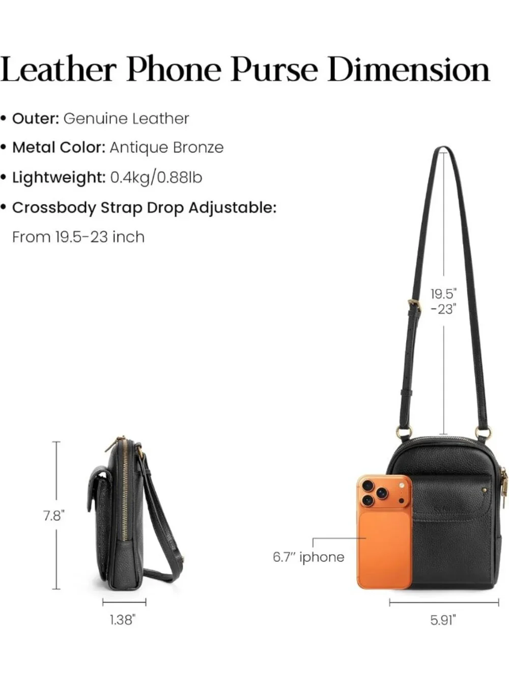 Small Genuine Leather Crossbody Bag for Women | RFID Phone Purse with Card Slots